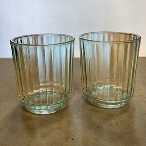 Libbey paneled old fashioned glasses, set of 2, rare green color, no flaws